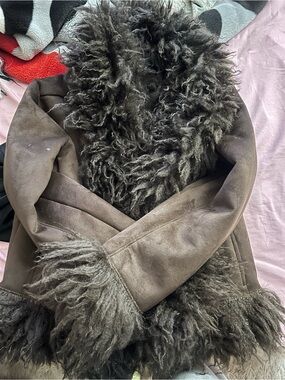 Hollister Dark Brown Teddy Shearling Jacket